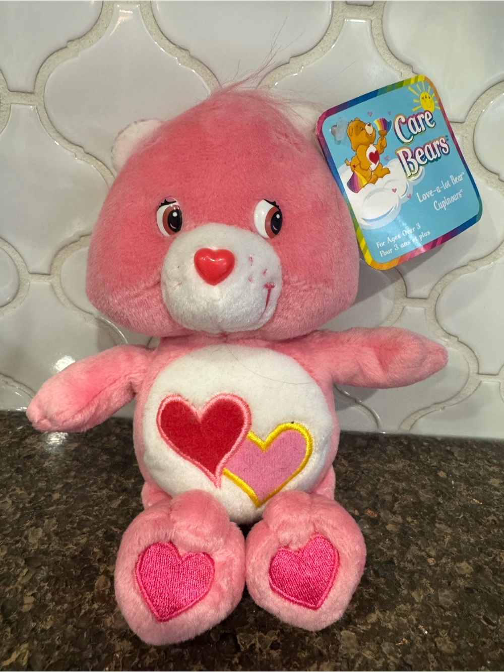 Care Bears Love-a-Lot Bear Pink Plush with Original Hangtag Collectible